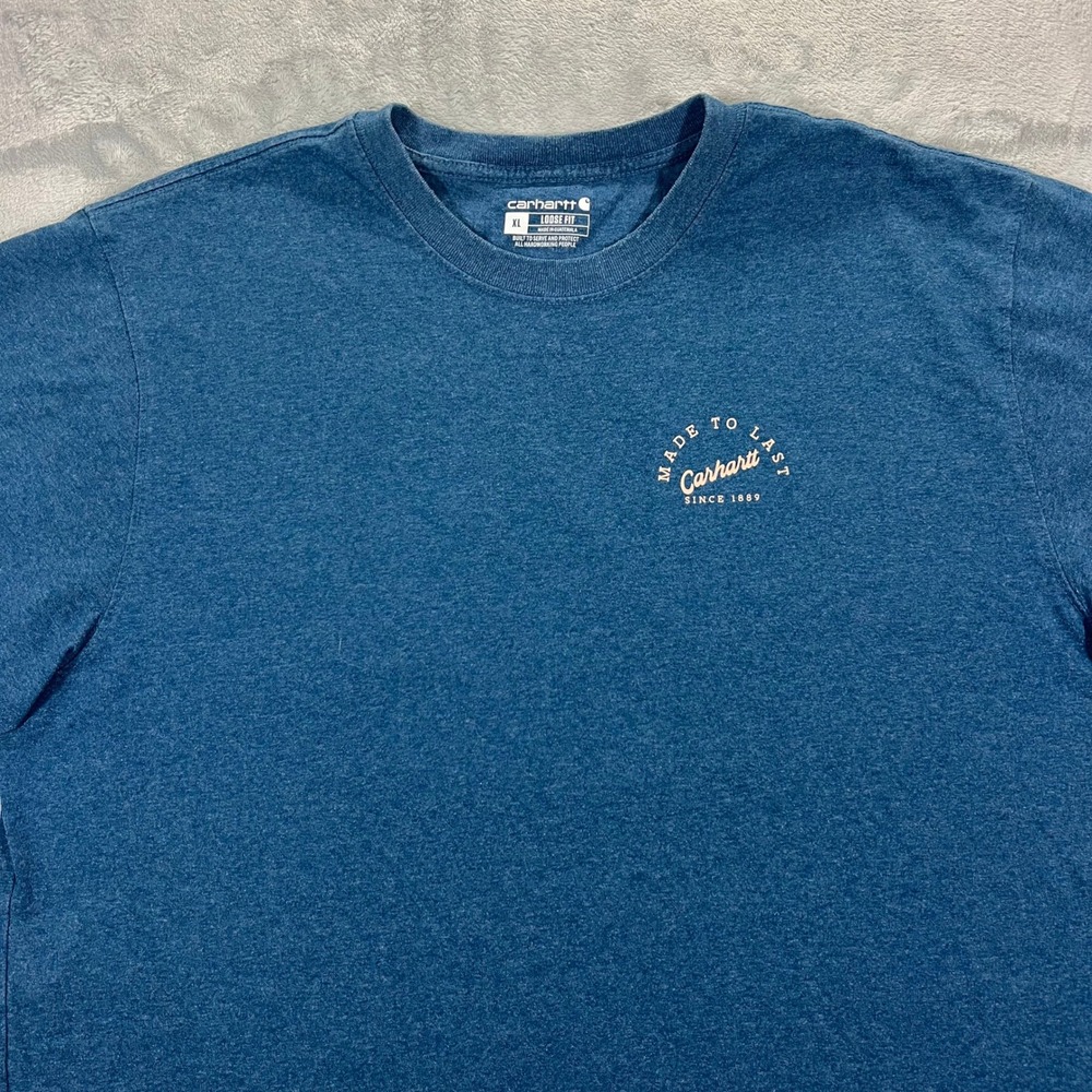 Carhartt Short Sleeve Loose Fit T Shirt Mens XL Blue Graphic Anvil TK6153-M Tee